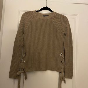 Brown sweater with ties! Trendy and Cute!